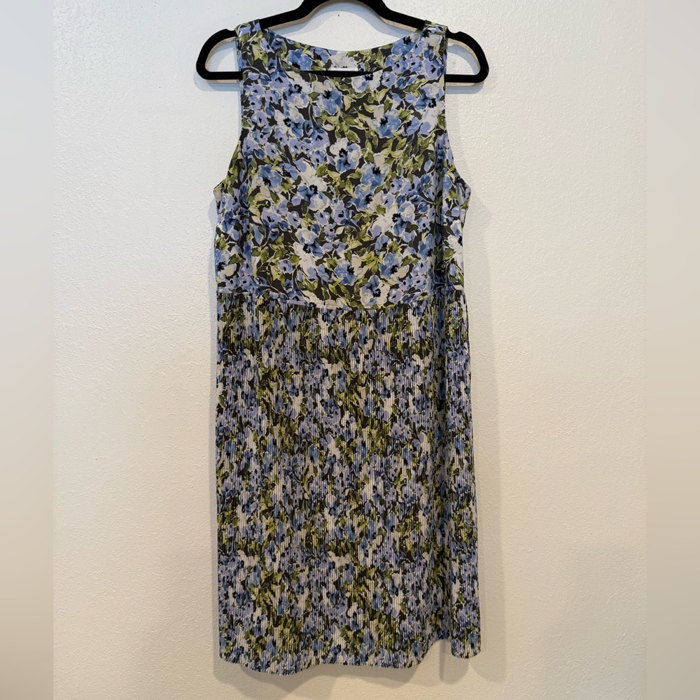 J. Jill Blue and Green Floral Midi Dress